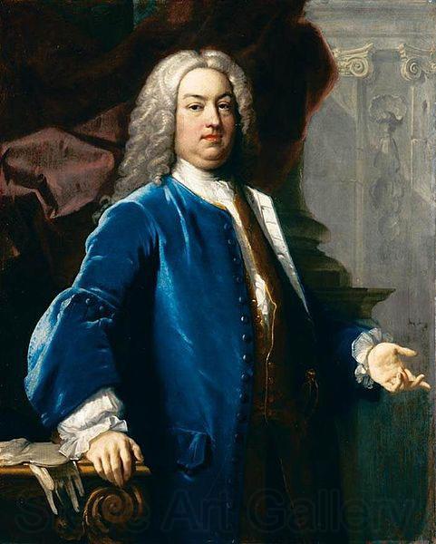 Jacopo Amigoni Portrait of a Gentlemen in Blue Jacket Norge oil painting art